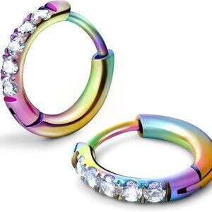 Hypoallergenic Huggie Hoop Earrings - Chic Surgical Steel & AAAAA Cubic Zirconia